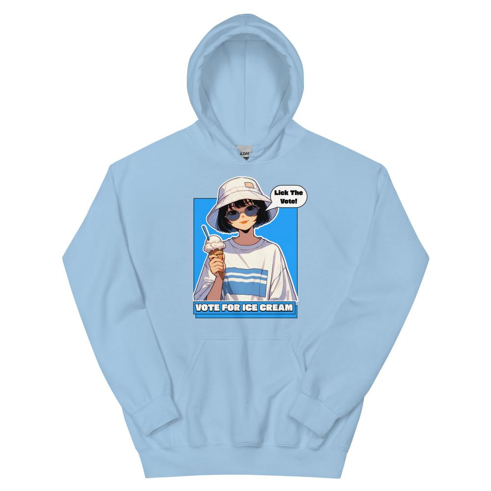 Lick The Vote Anime Ice Cream Girl Hoodie - Light Blue Color - https://ascensionemporium.net